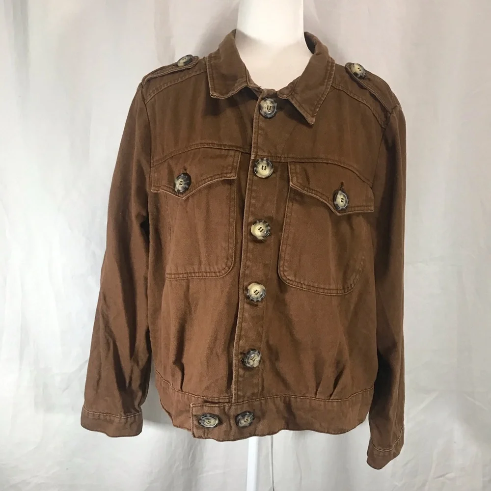 Free People Eisenhower Denim Jacket In Brown - Picture 4 of 9